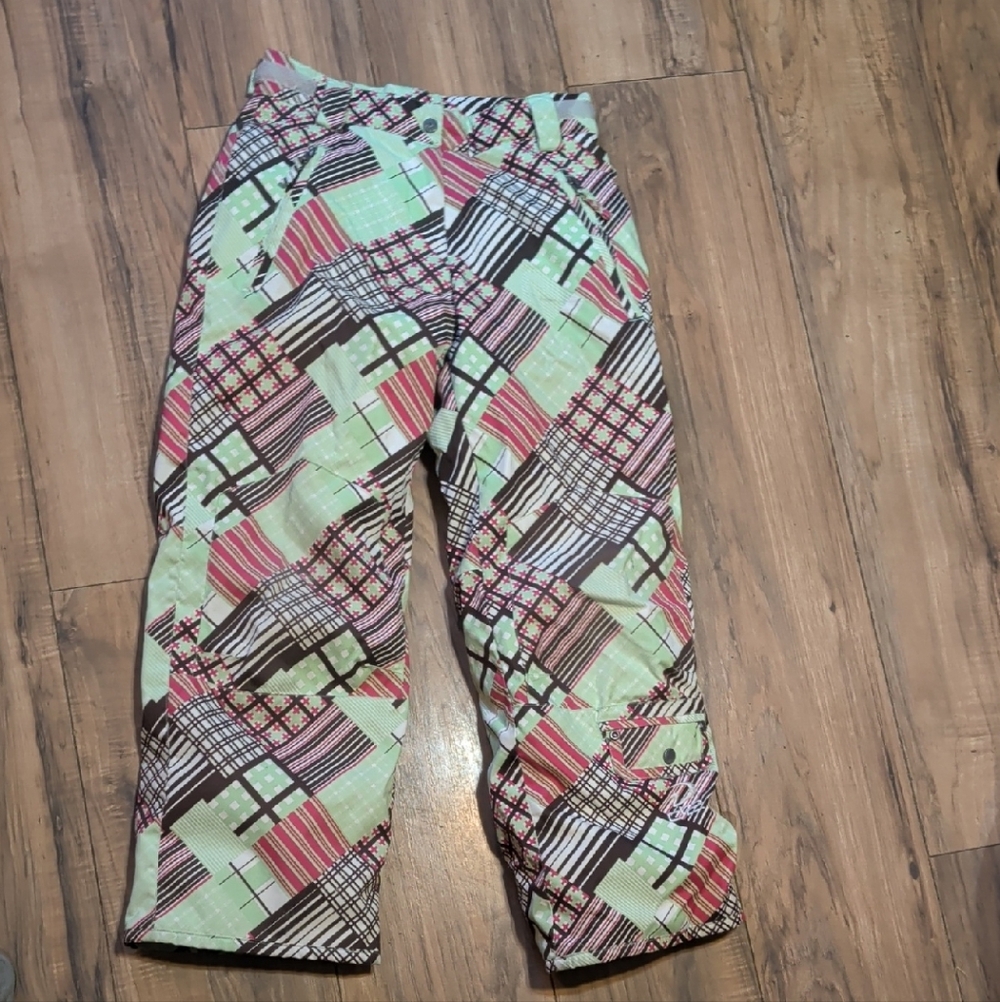Vibrant Kids Plaid Snow Pants